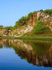 Brick ruins of Alamparai Fort beside the backwaters near the sea