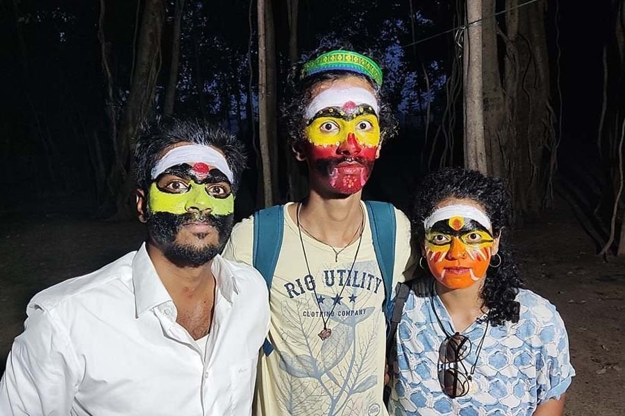 A guest with traditional ritual folk-deity face painting