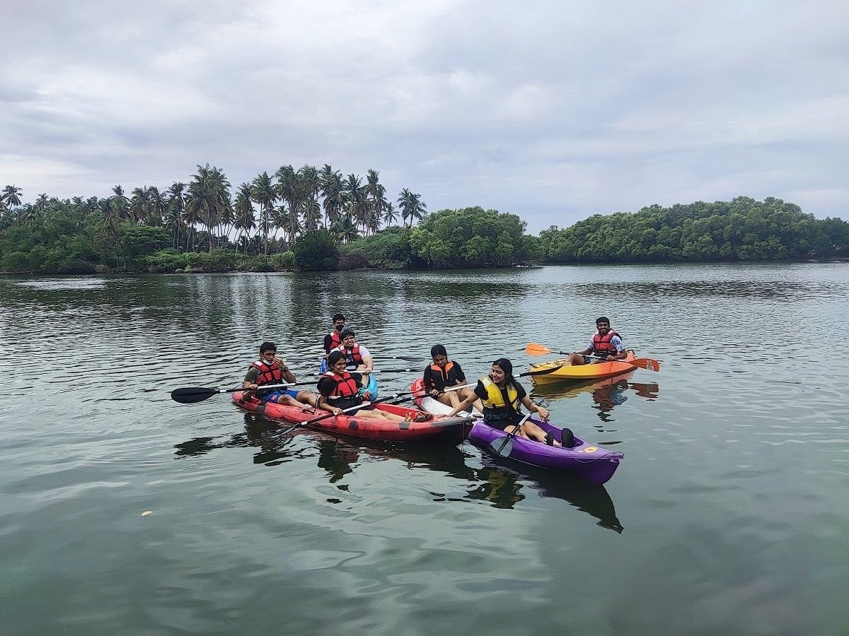 Guests kayaking through the backwater mangroves of Pondicherry