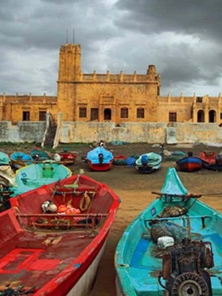 The seafront at Tranquebar with the Danish-era Fort Dansborg